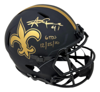 Alvin Kamara Signed Saints Full-Size Authentic On-Field Eclipse Alternate Speed Helmet Inscribed "6 TDs 12/25/20" (Beckett) at PristineAuction.com