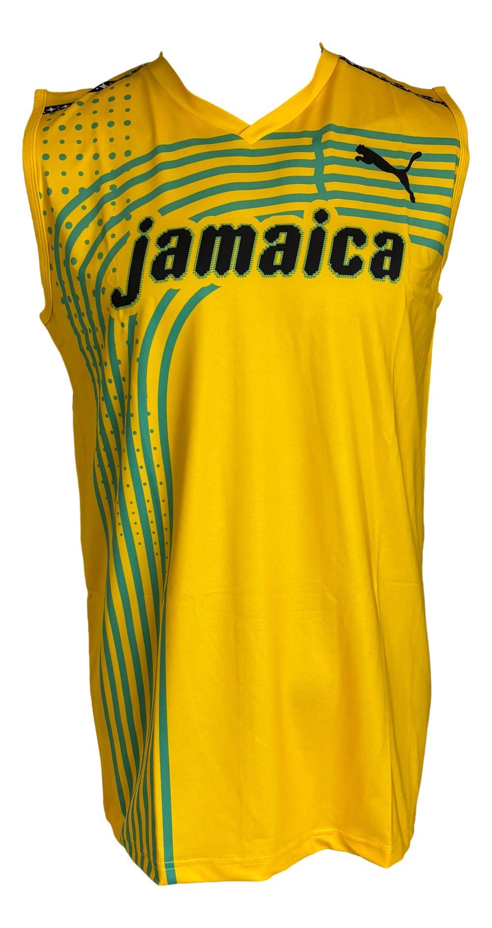 Usain Bolt Signed Team Jamaica Puma Authentic Track Shirt (Beckett) at PristineAuction.com Usain Bolt Signed Team Jamaica Puma Authentic Track Shirt (Beckett) at PristineAuction.com