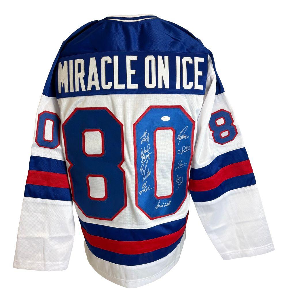 1980 Team USA | "Miracle on Ice" | Jersey Signed by (9) with Buzz Schneider, Steve Christoff, Neal Broten (JSA) at PristineAuction.com 1980 Team USA | "Miracle on Ice" | Jersey Signed by (9) with Buzz Schneider, Steve Christoff, Neal Broten (JSA) at PristineAuction.com