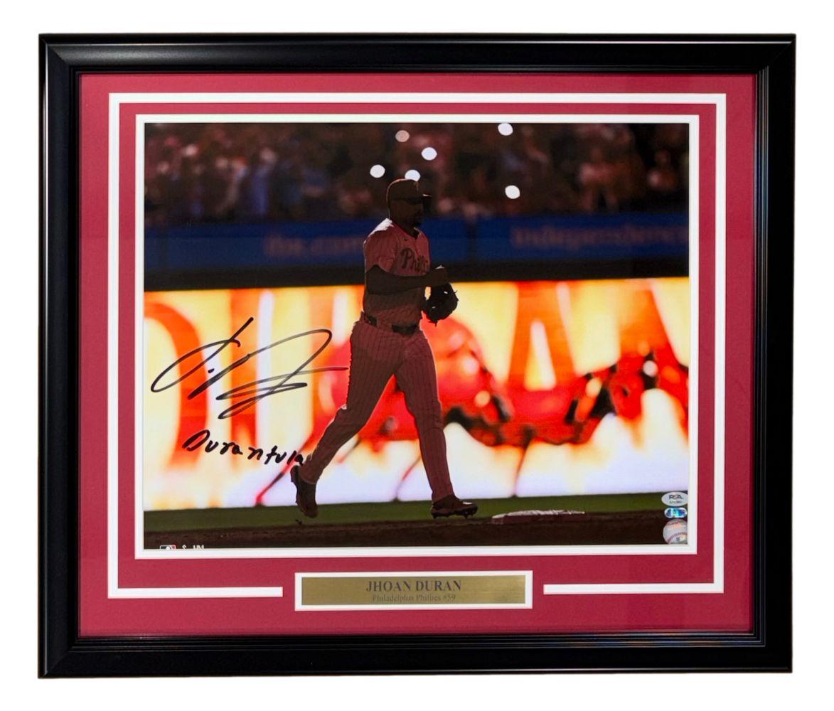 Jhoan Duran Signed Phillies Custom Framed Photo Inscribed "Durantula" (PSA) at PristineAuction.com Jhoan Duran Signed Phillies Custom Framed Photo Inscribed "Durantula" (PSA) at PristineAuction.com