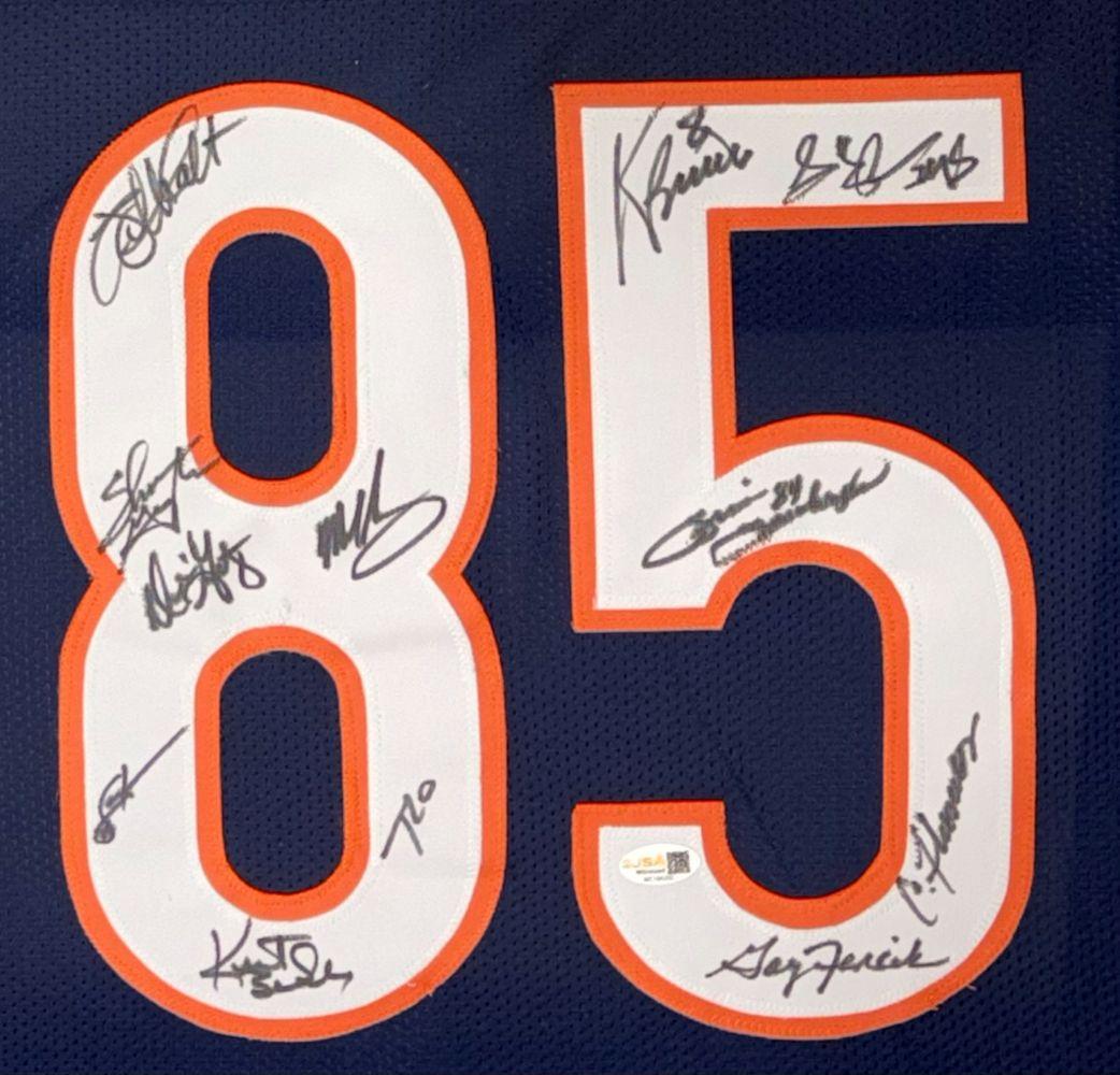 1985 Bears Custom Framed Jersey Signed By (12) with Mike Singletary, Willie Gault, Shaun Gayle (JSA) at PristineAuction.com 1985 Bears Custom Framed Jersey Signed By (12) with Mike Singletary, Willie Gault, Shaun Gayle (JSA) at PristineAuction.com