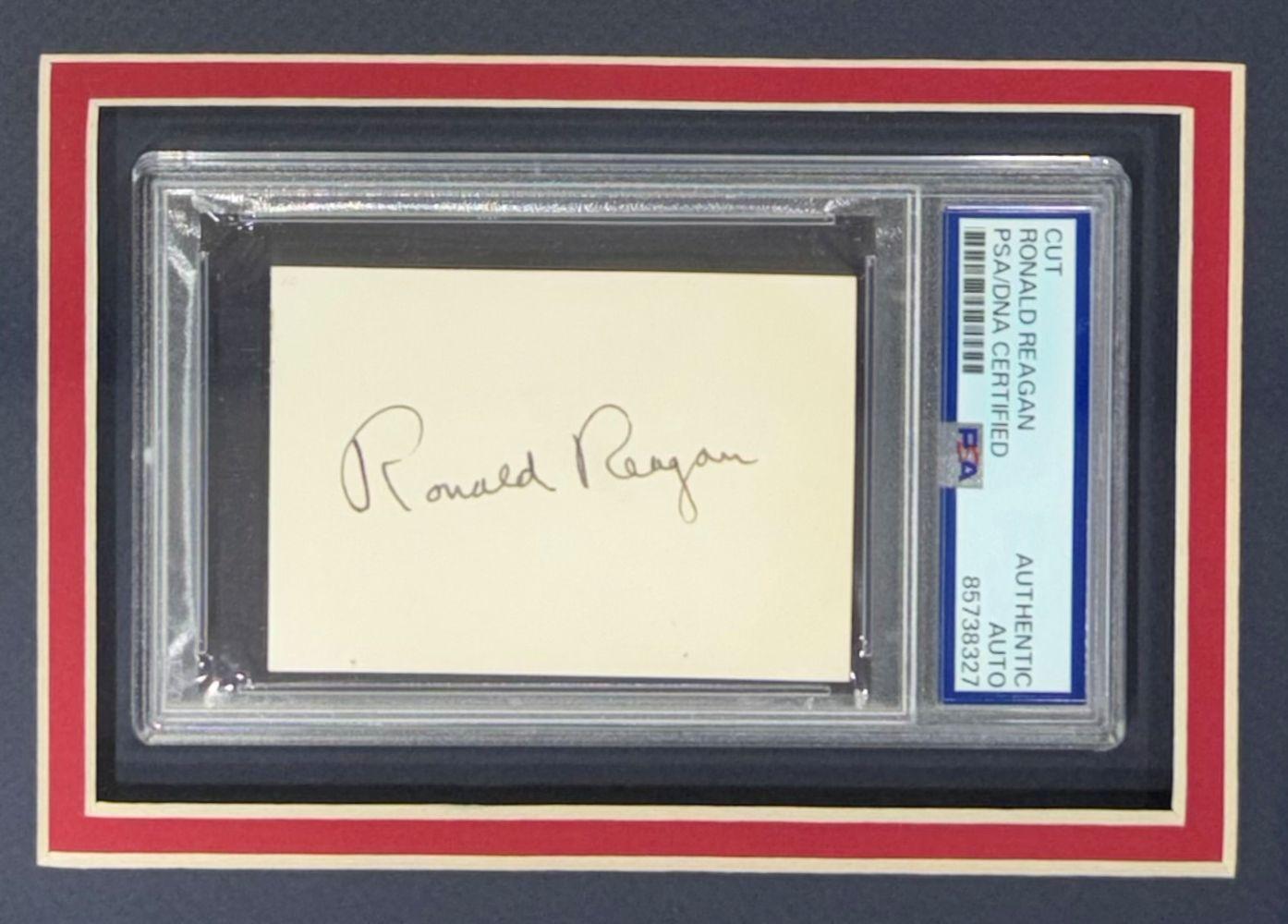 Ronald Reagan Signed Custom Framed Cut Display (PSA & JSA) at PristineAuction.com Ronald Reagan Signed Custom Framed Cut Display (PSA & JSA) at PristineAuction.com
