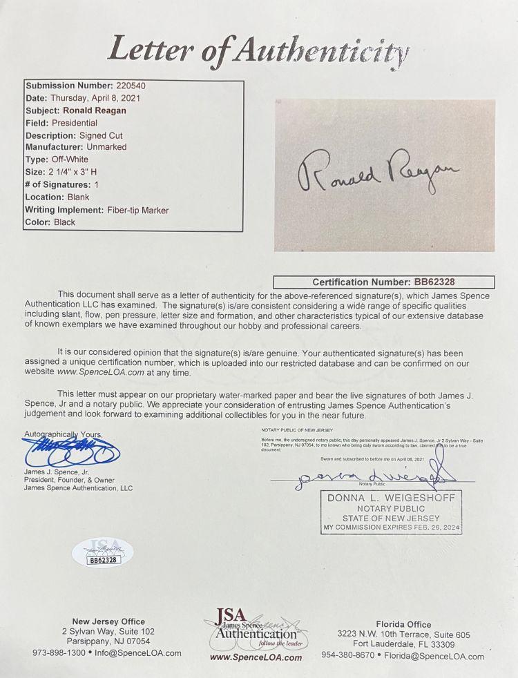 Ronald Reagan Signed Custom Framed Cut Display (PSA & JSA) at PristineAuction.com Ronald Reagan Signed Custom Framed Cut Display (PSA & JSA) at PristineAuction.com