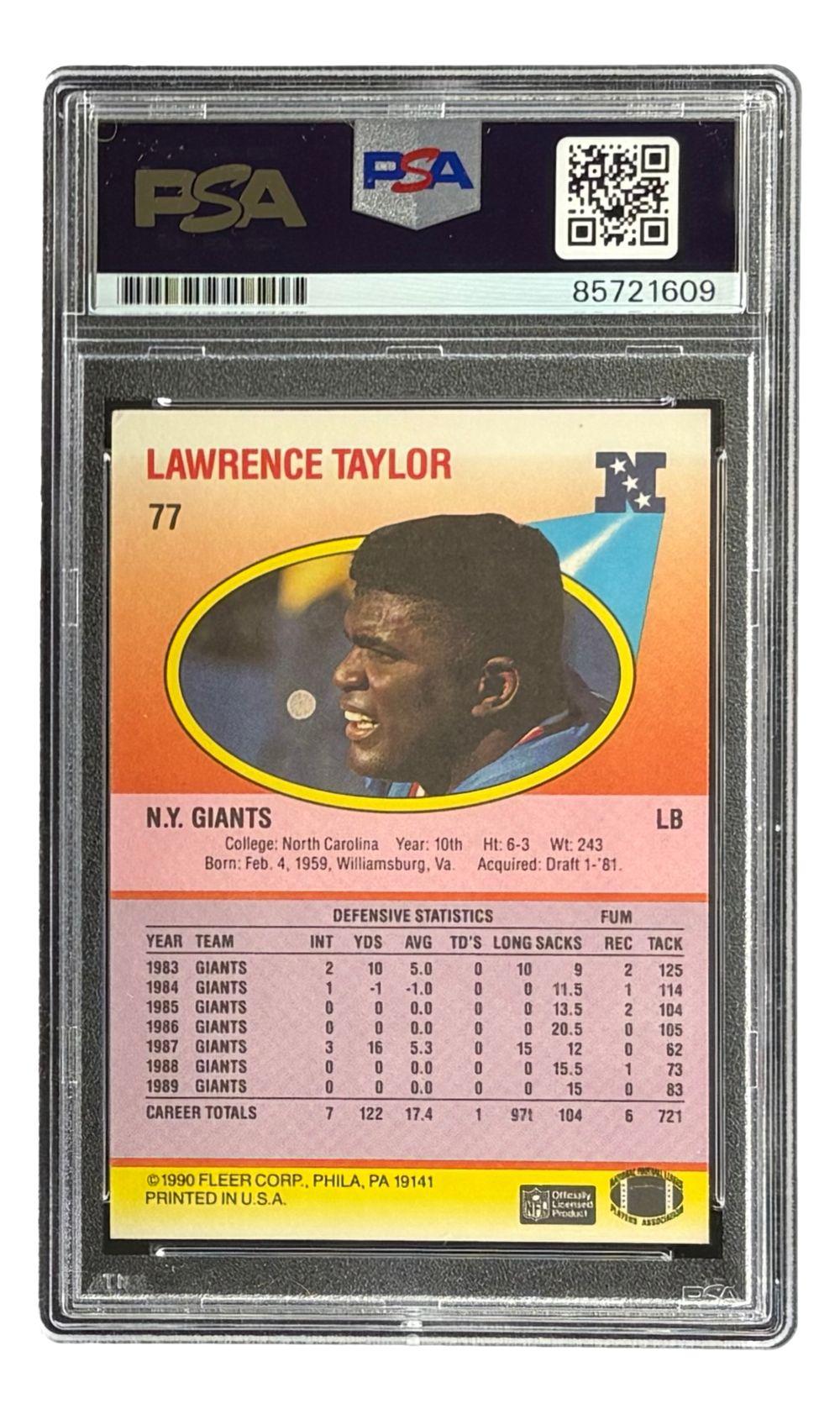 Lawrence Taylor Signed 1990 Fleer #77 (PSA) at PristineAuction.com Lawrence Taylor Signed 1990 Fleer #77 (PSA) at PristineAuction.com