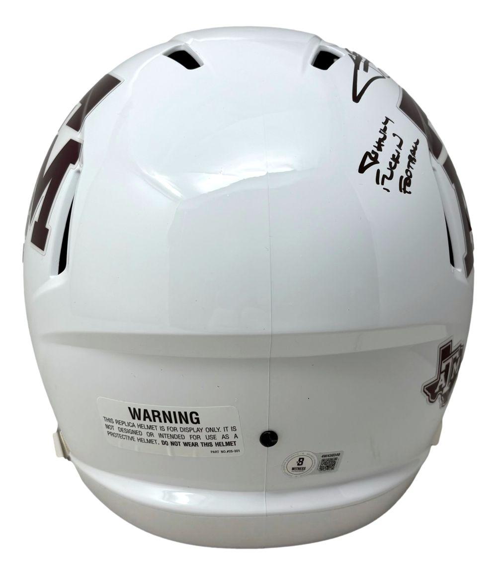 Johnny Manziel Signed Texas A&M Aggies Full-Size Speed Helmet Inscribed "12 Heisman" & "Johnny F***** Football" (Beckett) at PristineAuction.com Johnny Manziel Signed Texas A&M Aggies Full-Size Speed Helmet Inscribed "12 Heisman" & "Johnny F***** Football" (Beckett) at PristineAuction.com