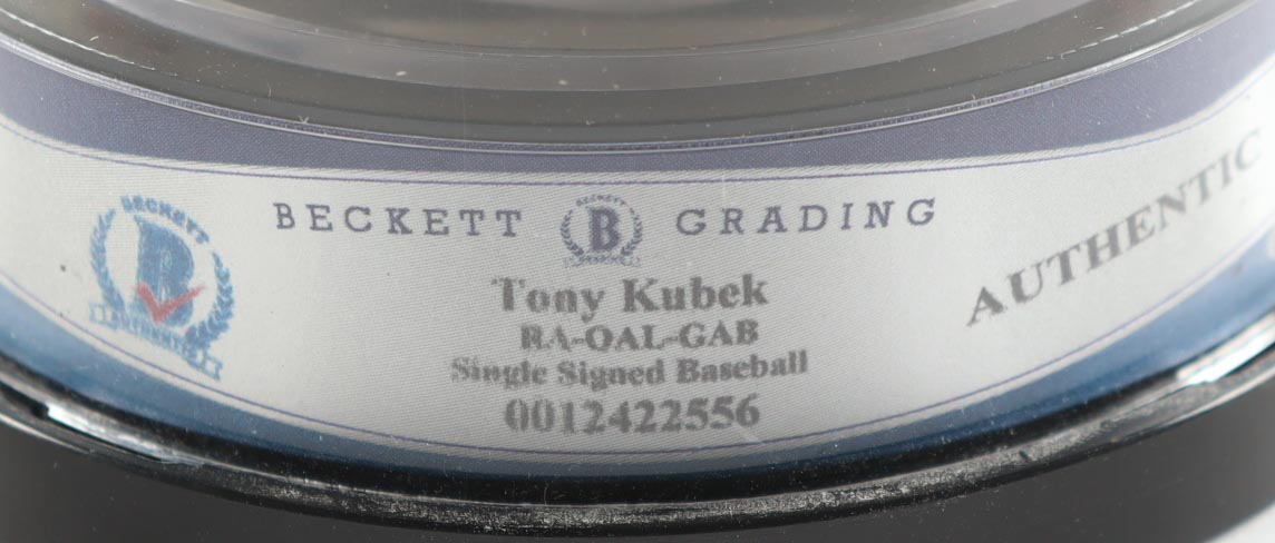 Tony Kubek Signed OAL Baseball With Beckett Display Case Inscribed "1957 - Rookie Of The Year" (BGS Encapsulated) at PristineAuction.com Tony Kubek Signed OAL Baseball With Beckett Display Case Inscribed "1957 - Rookie Of The Year" (BGS Encapsulated) at PristineAuction.com