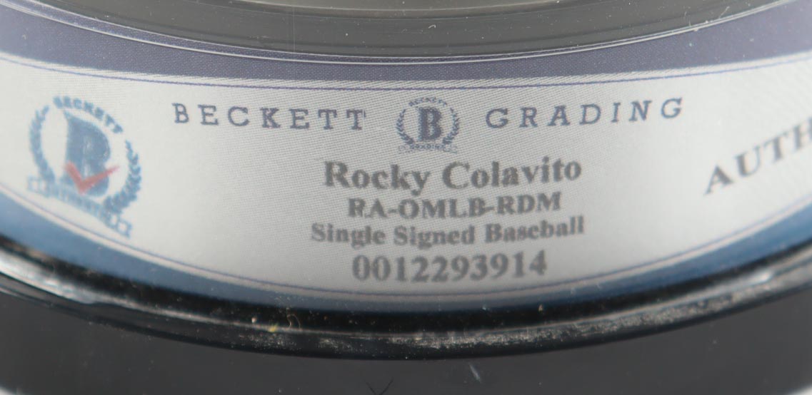 Rocky Colavito Signed OML Baseball With Beckett Display Case (BGS Encapsulated) at PristineAuction.com Rocky Colavito Signed OML Baseball With Beckett Display Case (BGS Encapsulated) at PristineAuction.com