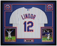 Francisco Lindor Signed Mets Custom Framed Nike Authentic Jersey Display (Fanatics & MLB) at PristineAuction.com