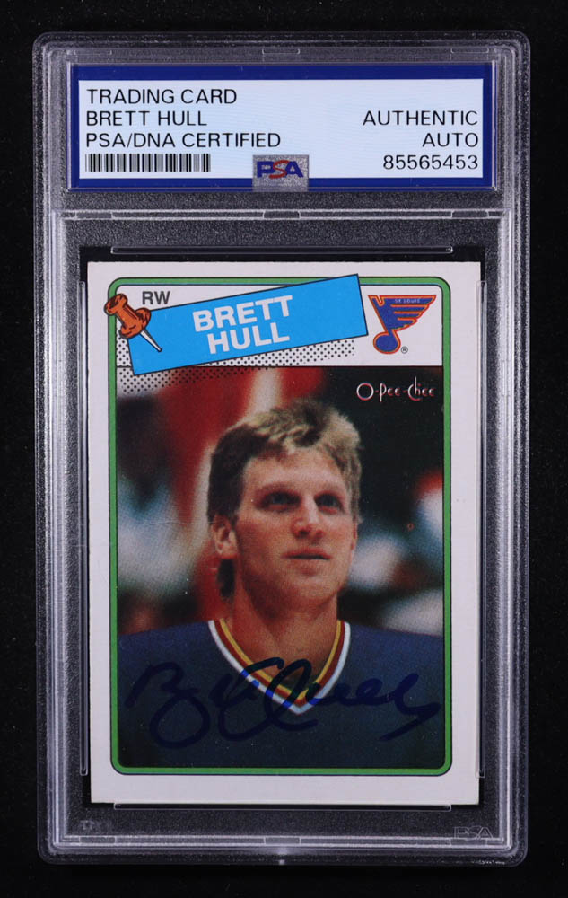 Brett Hull Signed 1988-89 Topps #66 DP RC (PSA) at PristineAuction.com Brett Hull Signed 1988-89 Topps #66 DP RC (PSA) at PristineAuction.com
