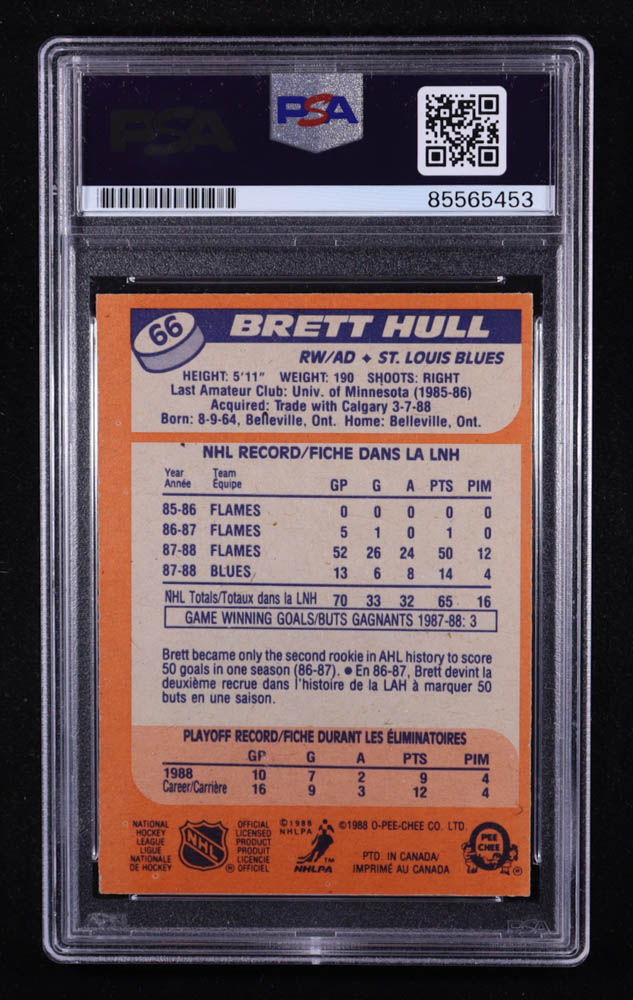 Brett Hull Signed 1988-89 Topps #66 DP RC (PSA) at PristineAuction.com Brett Hull Signed 1988-89 Topps #66 DP RC (PSA) at PristineAuction.com