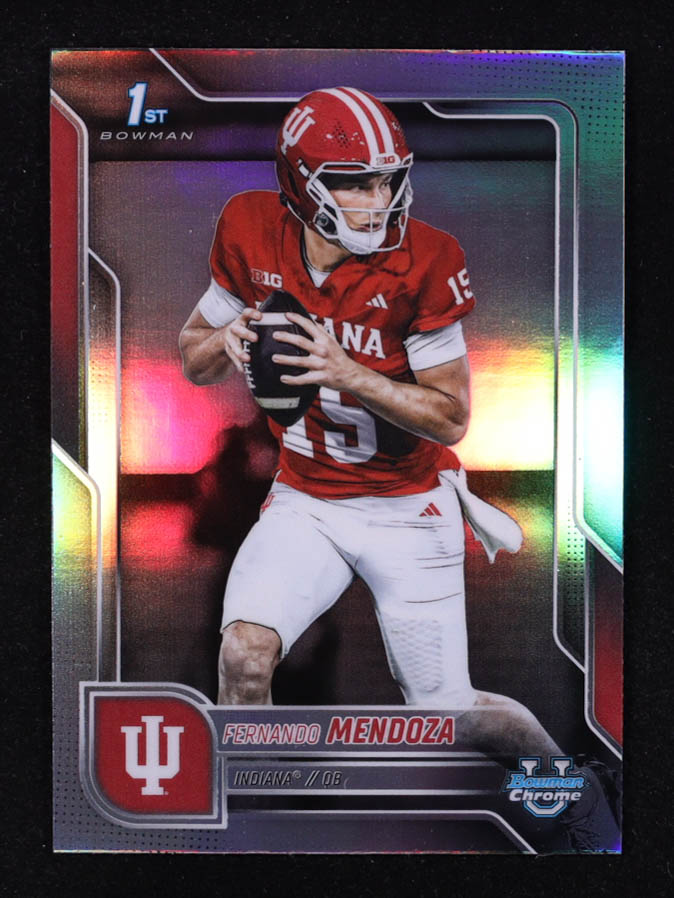 Fernando Mendoza 2025 Bowman Chrome University Refractors #109 RC at PristineAuction.com Fernando Mendoza 2025 Bowman Chrome University Refractors #109 RC at PristineAuction.com