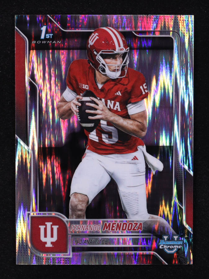 Fernando Mendoza 2025 Bowman Chrome University Stealth Refractors #109 RC at PristineAuction.com Fernando Mendoza 2025 Bowman Chrome University Stealth Refractors #109 RC at PristineAuction.com