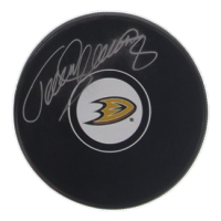 Teemu Selanne Signed Ducks Logo Hockey Puck (JSA) at PristineAuction.com