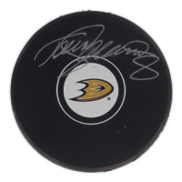 Teemu Selanne Signed Ducks Logo Hockey Puck (JSA) at PristineAuction.com