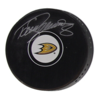 Teemu Selanne Signed Ducks Logo Hockey Puck (JSA) at PristineAuction.com