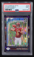 Jayden Daniels 2024 Panini Donruss Optic Purple Shock RR #248 RC (PSA 9) at PristineAuction.com