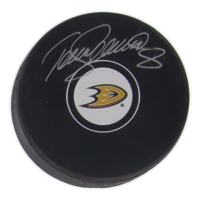 Teemu Selanne Signed Ducks Logo Hockey Puck (JSA) at PristineAuction.com