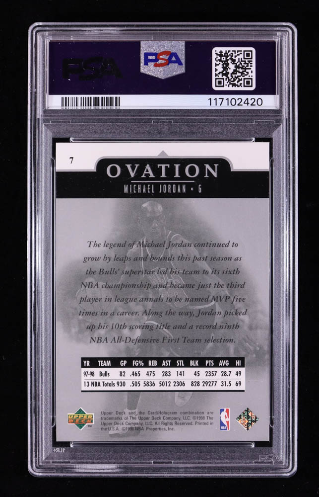 Michael Jordan 1998-99 Upper Deck Ovation #7 (PSA 9) at PristineAuction.com Michael Jordan 1998-99 Upper Deck Ovation #7 (PSA 9) at PristineAuction.com