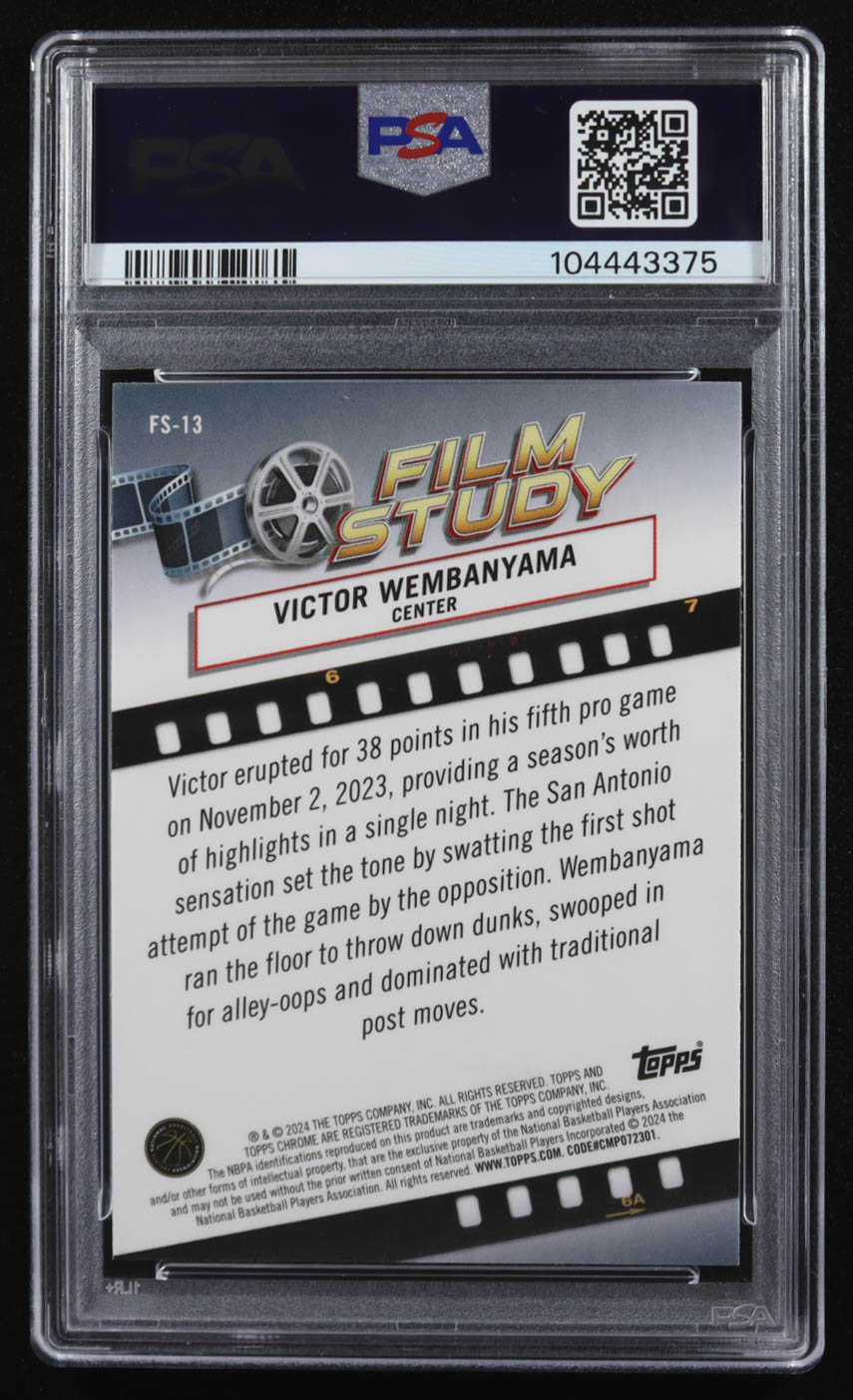 Victor Wembanyama 2023-24 Topps Chrome Film Study #FS13 RC (PSA 10) at PristineAuction.com Victor Wembanyama 2023-24 Topps Chrome Film Study #FS13 RC (PSA 10) at PristineAuction.com