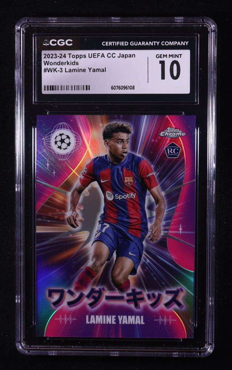Lamine Yamal 2023-24 Topps Chrome UEFA Club Competitions Japan Wonderkids #WK3 RC (CGC 10) at PristineAuction.com Lamine Yamal 2023-24 Topps Chrome UEFA Club Competitions Japan Wonderkids #WK3 RC (CGC 10) at PristineAuction.com