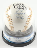 Greg Maddux Signed Gold Glove Logo Baseball With Beckett Display Case Inscribed "18x GG" (BGS Encapsulated) at PristineAuction.com