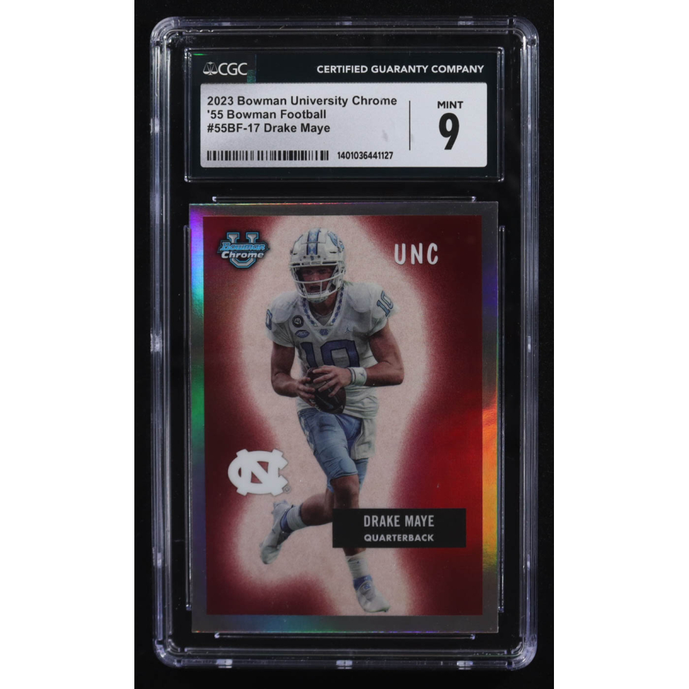 Drake Maye 2023 Bowman Chrome University '55 Bowman #55BF17 RC (CGC 9) at PristineAuction.com