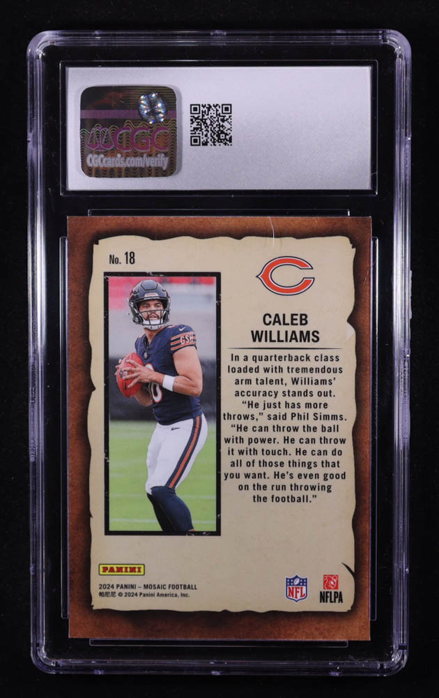 Caleb Williams 2024 Panini Mosaic Notoriety #18 RC (CGC 9) at PristineAuction.com Caleb Williams 2024 Panini Mosaic Notoriety #18 RC (CGC 9) at PristineAuction.com