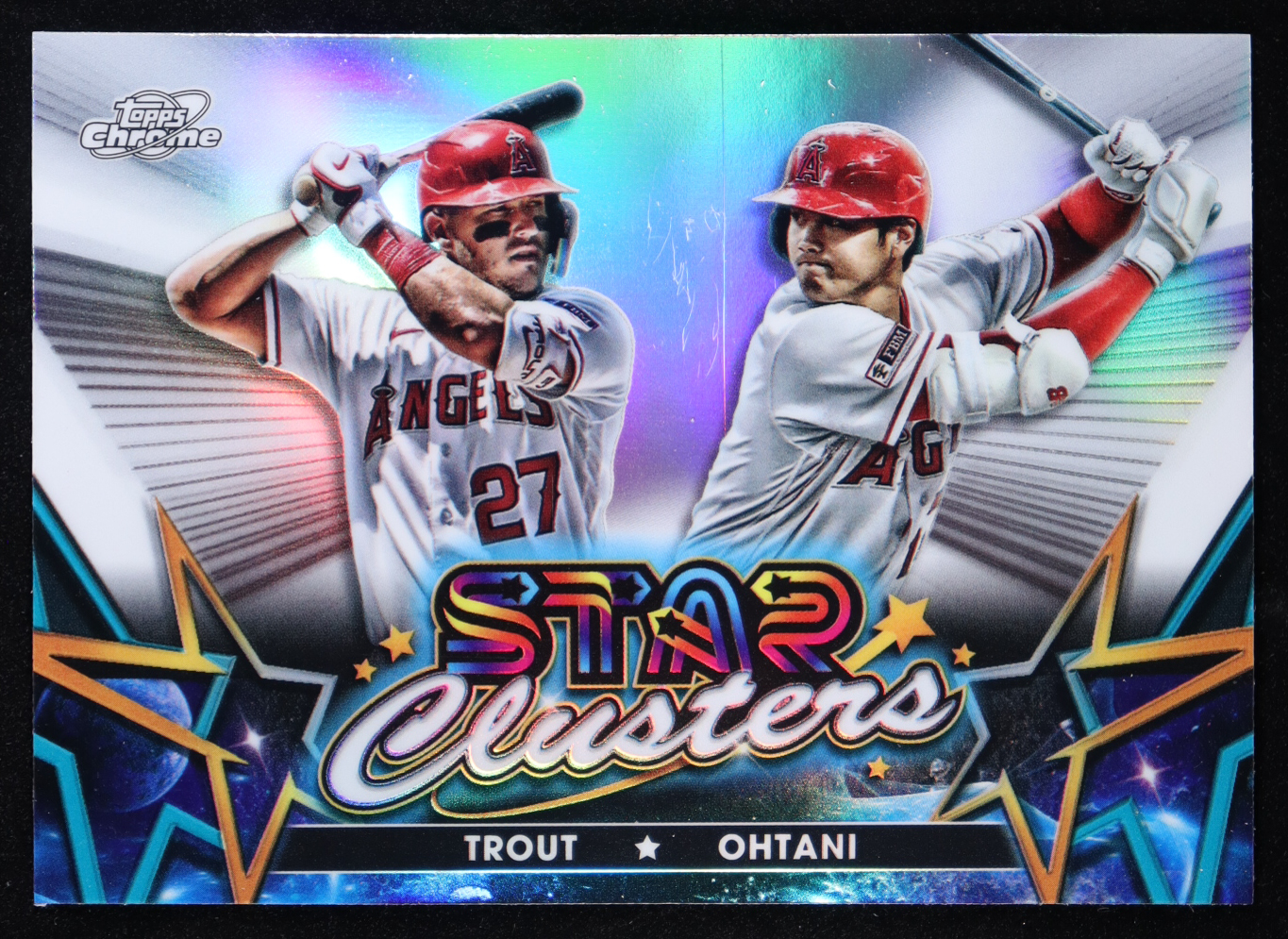 Shohei Ohtani / Mike Trout 2023 Topps Cosmic Chrome Star Clusters #SC3 at PristineAuction.com Shohei Ohtani / Mike Trout 2023 Topps Cosmic Chrome Star Clusters #SC3 at PristineAuction.com