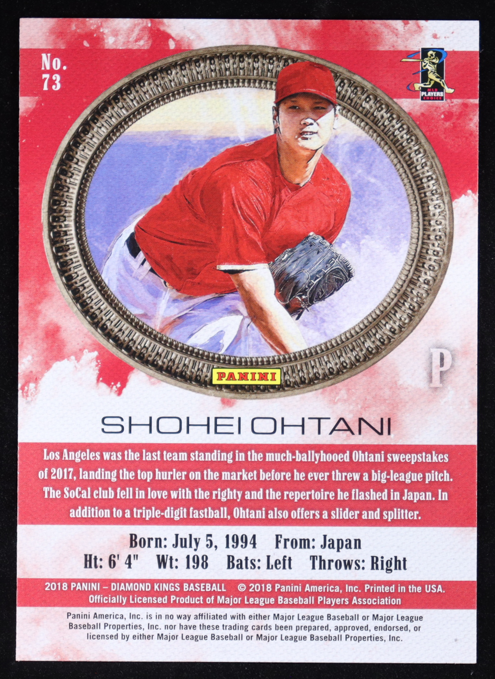 Shohei Ohtani 2018 Diamond Kings #73 RC at PristineAuction.com Shohei Ohtani 2018 Diamond Kings #73 RC at PristineAuction.com