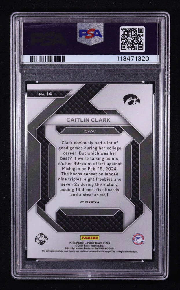 Caitlin Clark 2024-25 Panini Prizm Draft Picks New Recruits Prizms Silver #14 RC (PSA 10) at PristineAuction.com Caitlin Clark 2024-25 Panini Prizm Draft Picks New Recruits Prizms Silver #14 RC (PSA 10) at PristineAuction.com