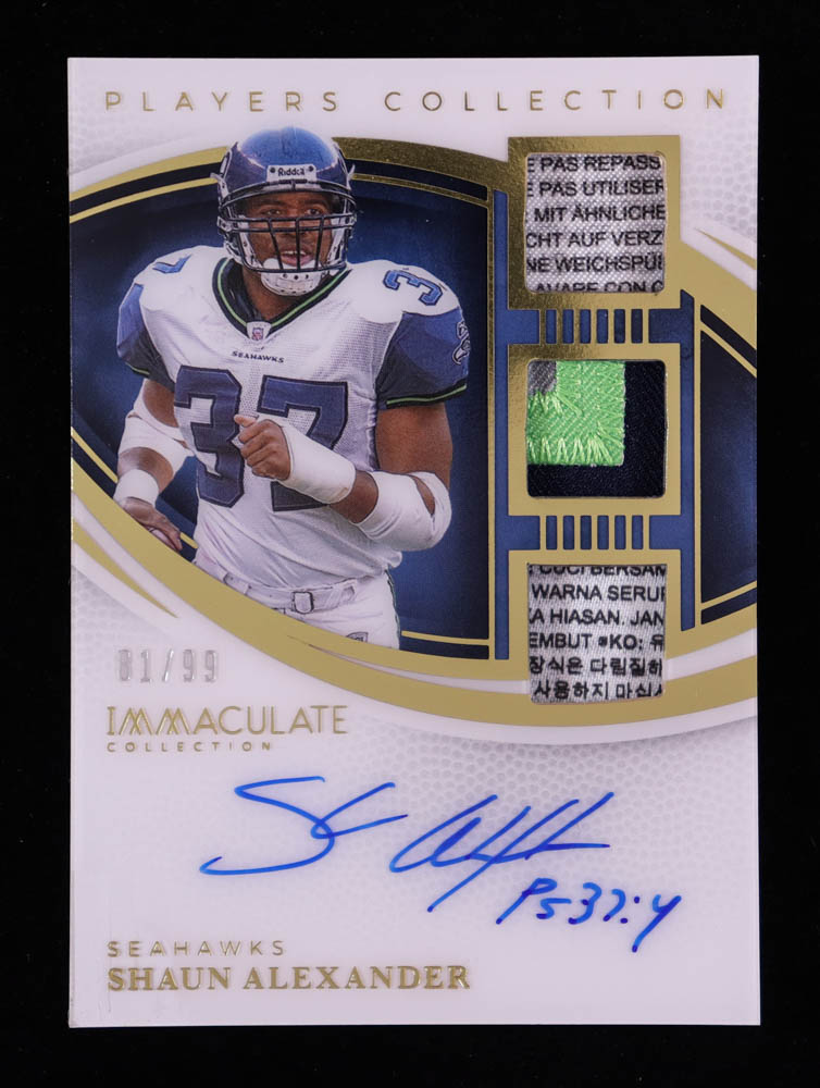 Shaun Alexander 2025 Immaculate Collection Immaculate Players Collection Autographs #12 #81/99 at PristineAuction.com Shaun Alexander 2025 Immaculate Collection Immaculate Players Collection Autographs #12 #81/99 at PristineAuction.com