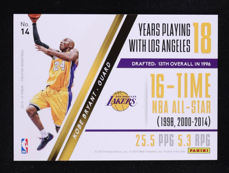 Kobe Bryant 2014-15 Prestige Franchise Favorites #14 at PristineAuction.com Kobe Bryant 2014-15 Prestige Franchise Favorites #14 at PristineAuction.com