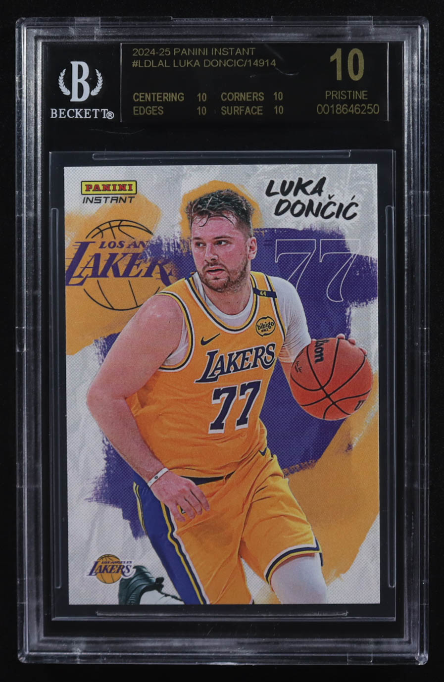 Luka Doncic 2024-25 Panini Instant Lakers Debut #LD-LAL (BGS 10 | Pristine Black Label) at PristineAuction.com Luka Doncic 2024-25 Panini Instant Lakers Debut #LD-LAL (BGS 10 | Pristine Black Label) at PristineAuction.com
