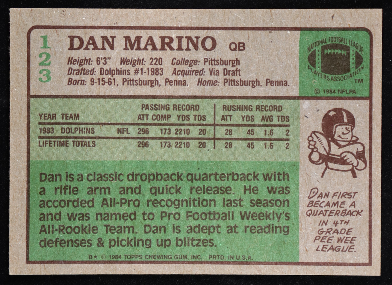 Dan Marino 1984 Topps #123 PB RC at PristineAuction.com Dan Marino 1984 Topps #123 PB RC at PristineAuction.com