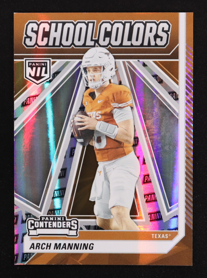 Arch Manning 2025 Panini NIL University of Texas School Colors Prizms #5 RC at PristineAuction.com Arch Manning 2025 Panini NIL University of Texas School Colors Prizms #5 RC at PristineAuction.com