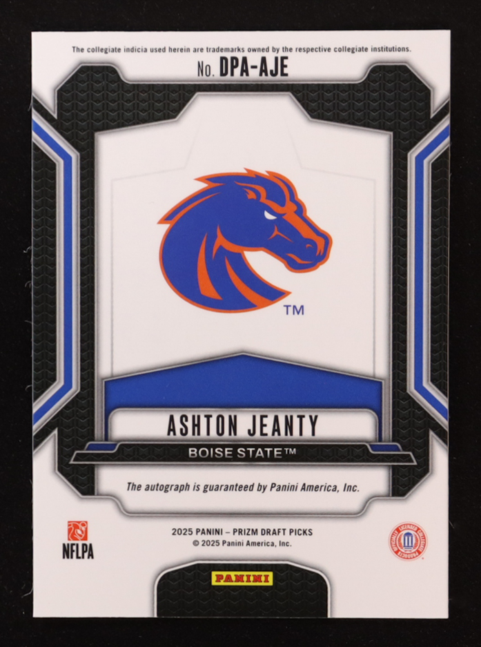 Ashton Jeanty 2025 Panini Prizm Draft Picks Draft Picks Autographs #83 RC at PristineAuction.com Ashton Jeanty 2025 Panini Prizm Draft Picks Draft Picks Autographs #83 RC at PristineAuction.com