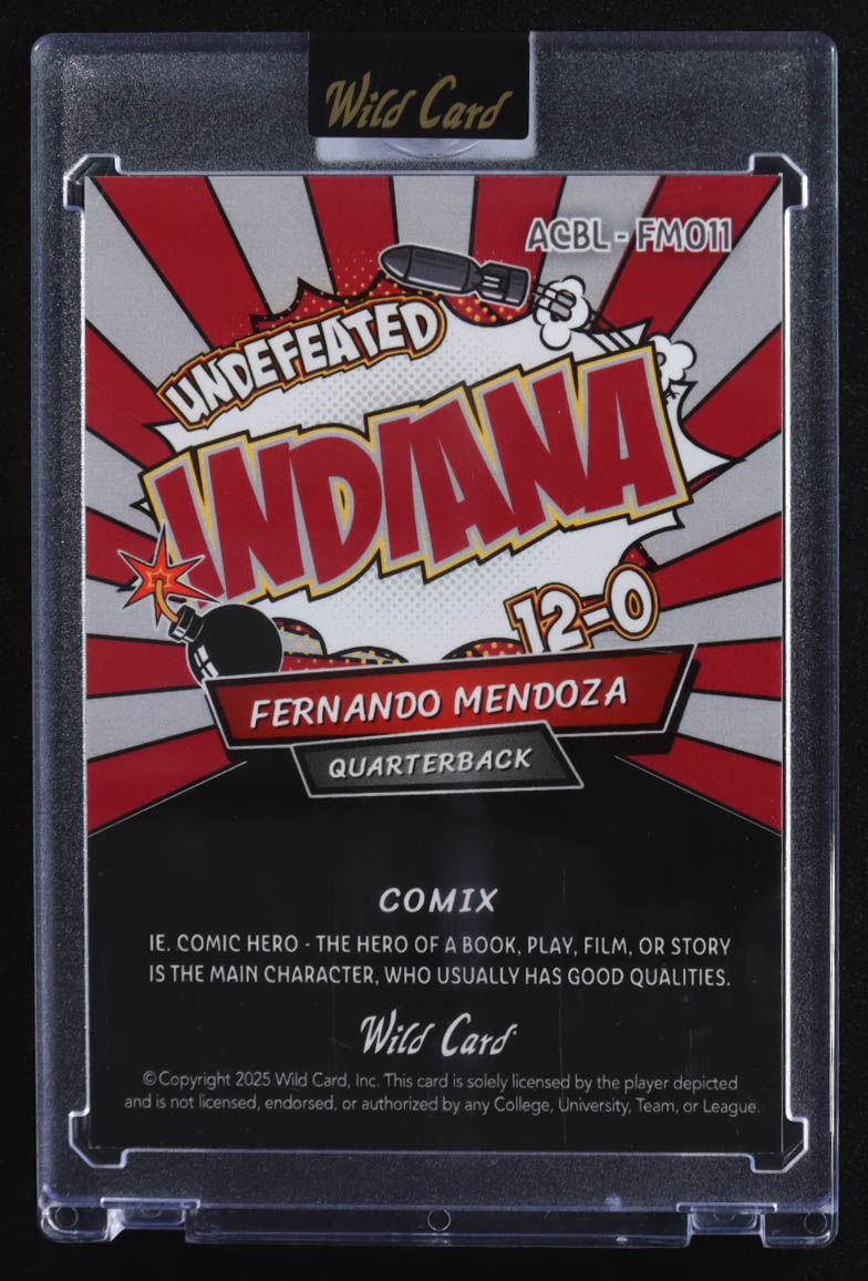 Fernando Mendoza 2025 Wild Card Comix Undefeated Indiana #ACBL-FM011 RC ...