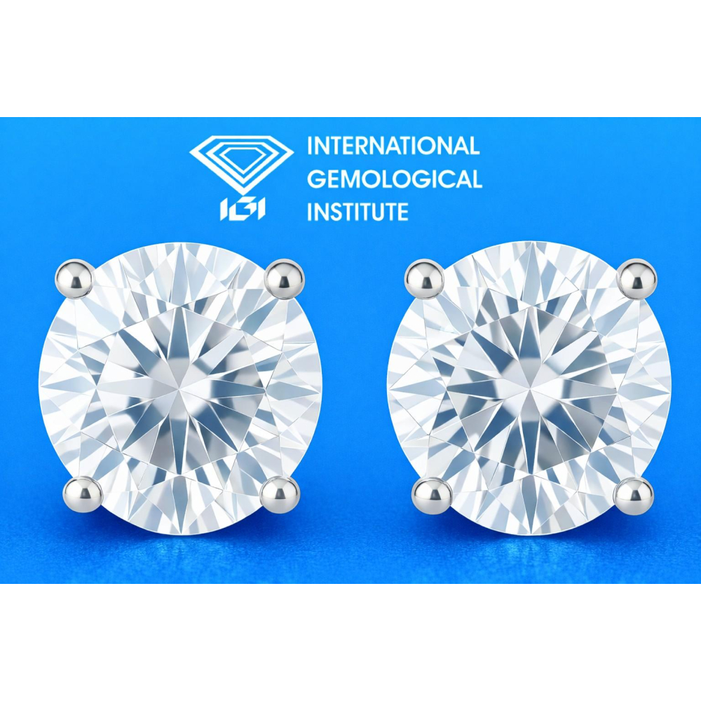 2.86 Carats Lab Grown Diamond Stud Earrings E, VS1 | $4,700 Estimated Retail Value (UGL & IGI Certs) | Round Ideal Cut| Brand New at PristineAuction.com