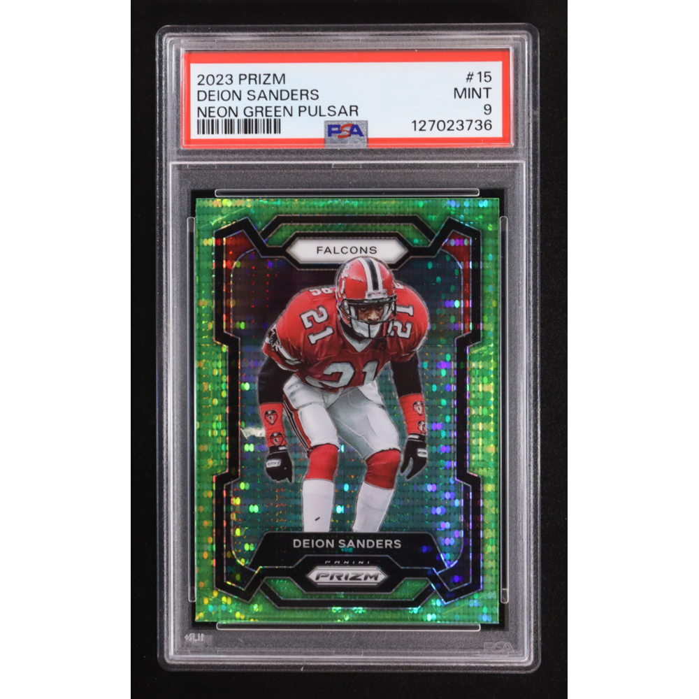 Deion Sanders 2023 Panini Neon Green Pulsar Prizm #15 (PSA 9) at PristineAuction.com