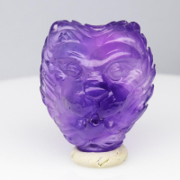 31.78 Carats Natural Amethyst Carving of a Tiger Face at PristineAuction.com