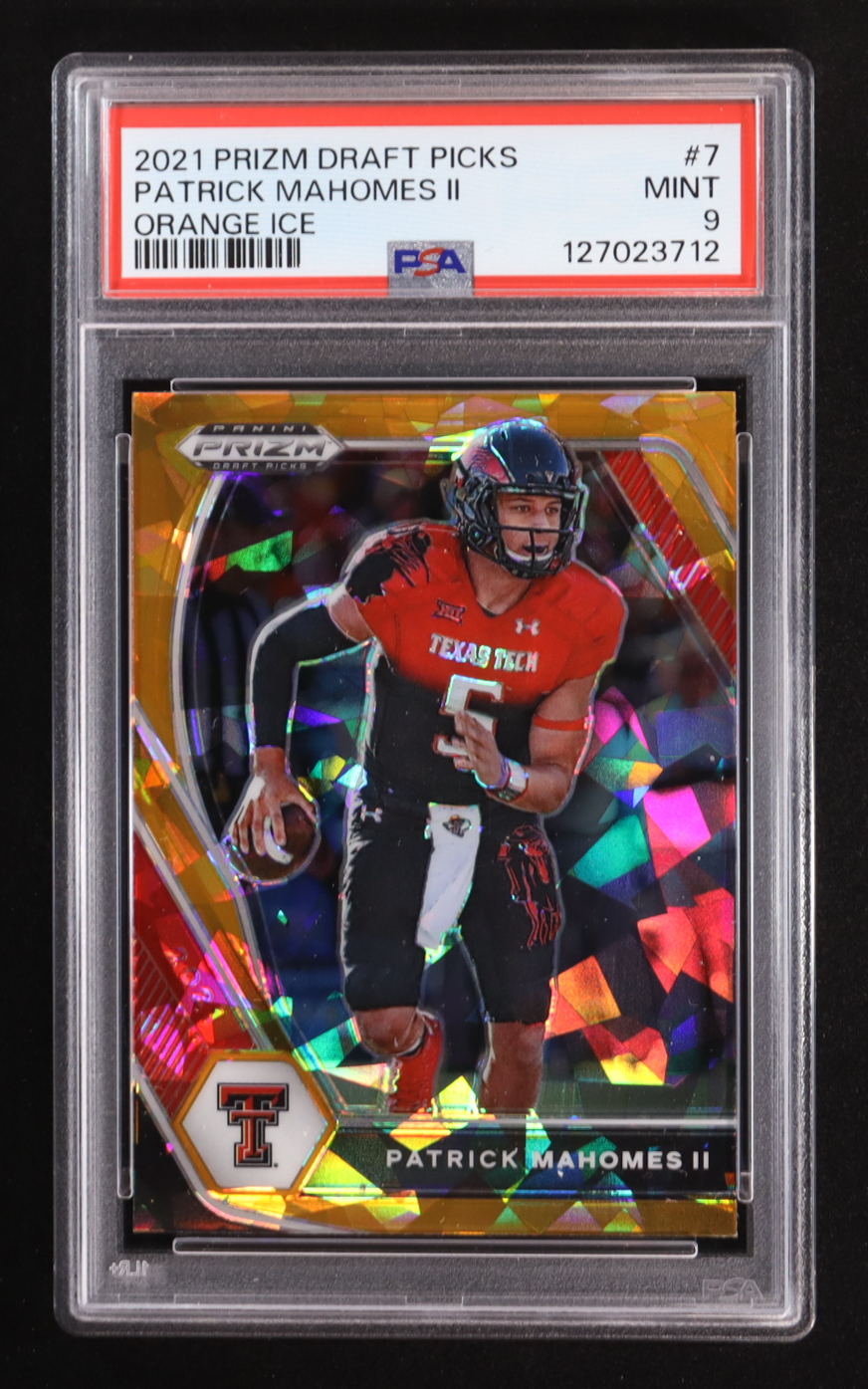 Patrick Mahomes II 2021 Panini Prizm Draft Picks Orange Ice #7 (PSA 9) at PristineAuction.com Patrick Mahomes II 2021 Panini Prizm Draft Picks Orange Ice #7 (PSA 9) at PristineAuction.com