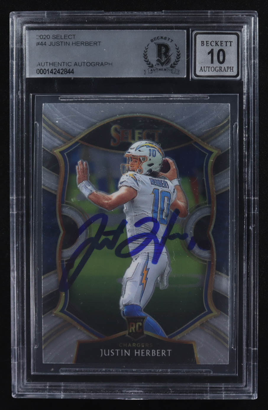Justin Herbert Signed 2020 Panini Select #44 RC (BGS | Auto 10) at PristineAuction.com Justin Herbert Signed 2020 Panini Select #44 RC (BGS | Auto 10) at PristineAuction.com