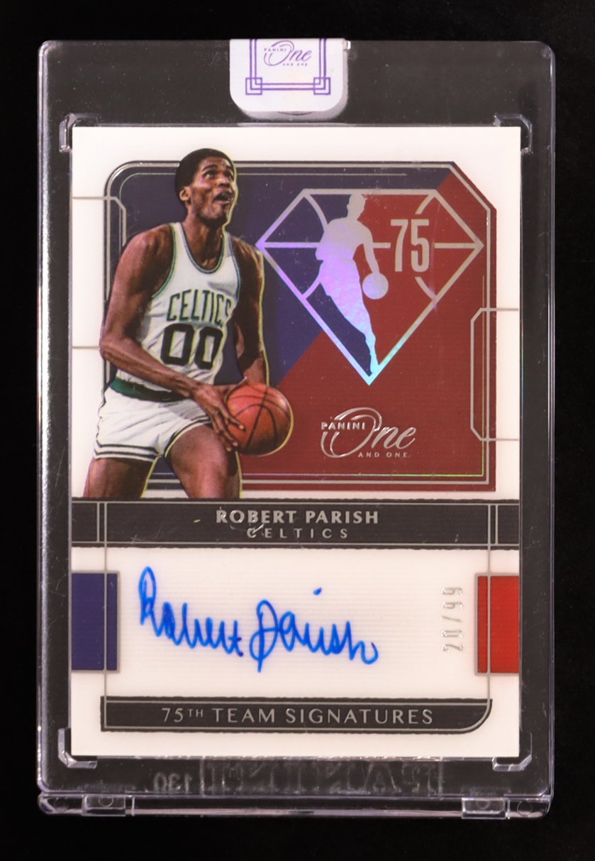 Robert Parish 2021-22 Panini One and One 75th Team Signatures #28 #20/99 at PristineAuction.com Robert Parish 2021-22 Panini One and One 75th Team Signatures #28 #20/99 at PristineAuction.com