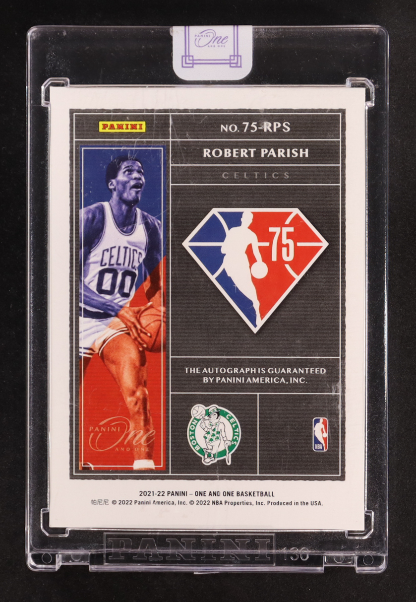 Robert Parish 2021-22 Panini One and One 75th Team Signatures #28 #20/99 at PristineAuction.com Robert Parish 2021-22 Panini One and One 75th Team Signatures #28 #20/99 at PristineAuction.com