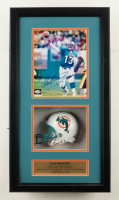 Dan Marino Signed Dolphins Custom Framed Shadowbox Photo Display With Dolphins Mini Helmet (Marino & SoP) at PristineAuction.com