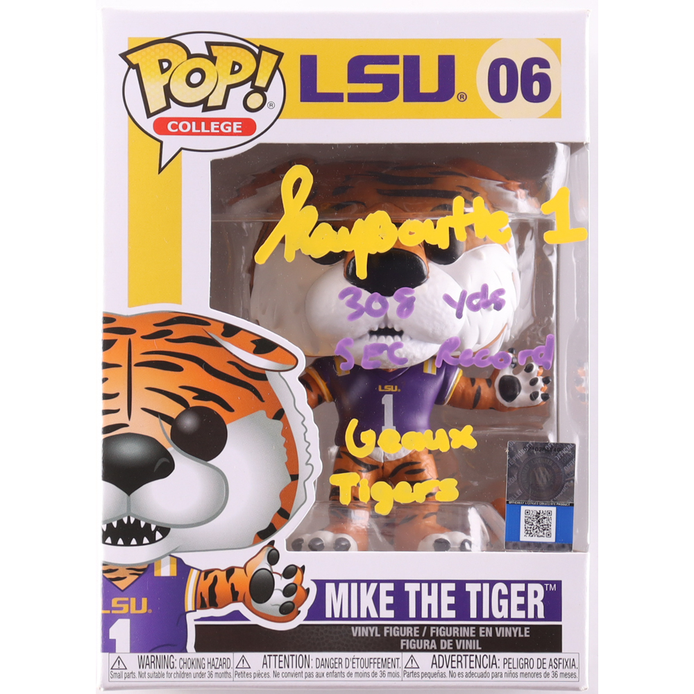 Kayshon Boutte Signed LSU #06 Mike The Tiger Funko Pop! Vinyl Figure Inscribed "308 Yds SEC Record" & "Geaux Tigers" (Beckett) at PristineAuction.com