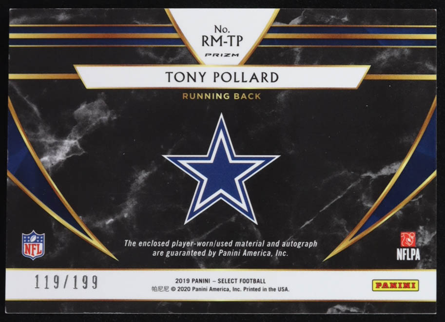 Tony Pollard 2019 Select Rookie Signature Memorabilia Prizm #36 #119/199 RC at PristineAuction.com Tony Pollard 2019 Select Rookie Signature Memorabilia Prizm #36 #119/199 RC at PristineAuction.com