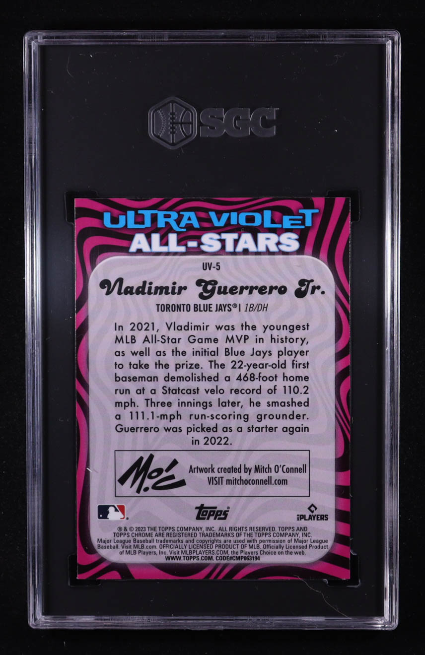 Vladimir Guerrero Jr. 2023 Topps Chrome Ultra Violet All Stars #UV5 (SGC 9.5) at PristineAuction.com Vladimir Guerrero Jr. 2023 Topps Chrome Ultra Violet All Stars #UV5 (SGC 9.5) at PristineAuction.com