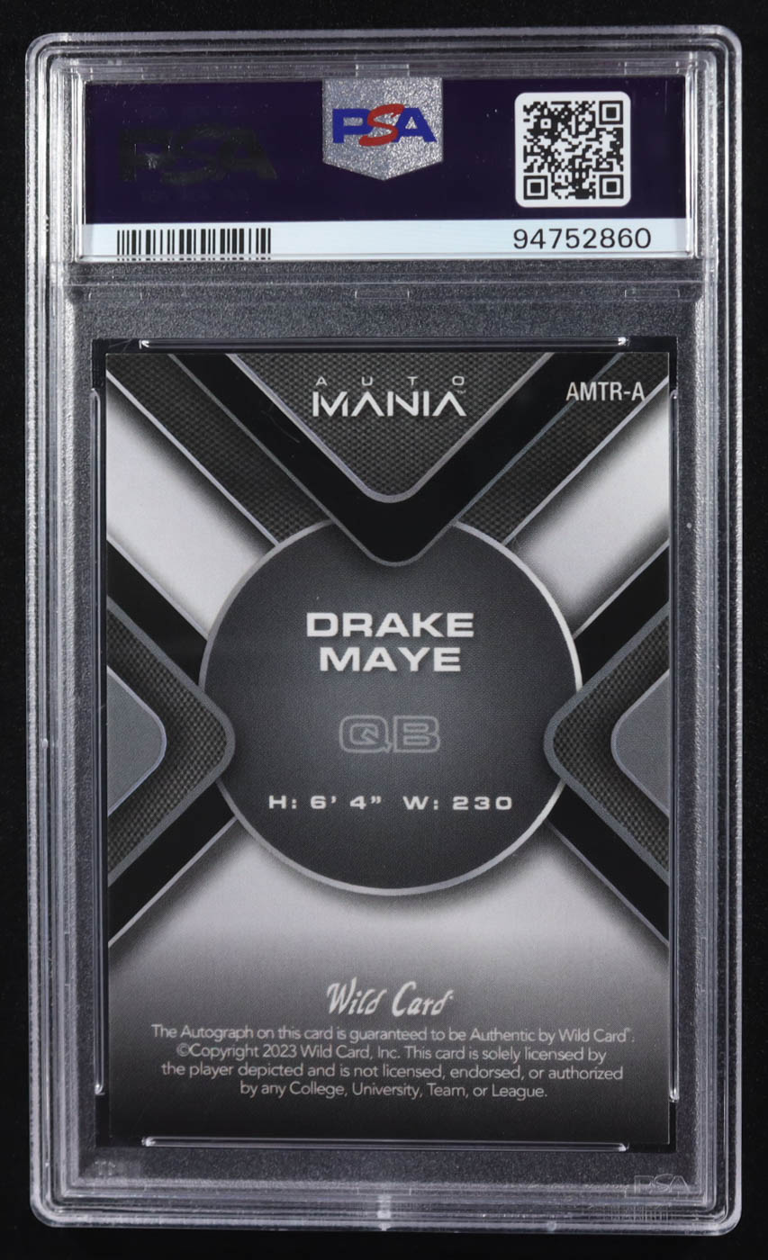 Drake Maye 2023 Wild Card Auto Mania Autographs Triangle Stardust Platinum #AMTRA #3/3 RC (PSA 9) at PristineAuction.com Drake Maye 2023 Wild Card Auto Mania Autographs Triangle Stardust Platinum #AMTRA #3/3 RC (PSA 9) at PristineAuction.com
