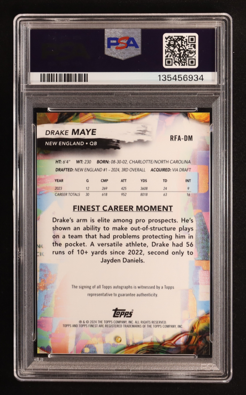 Drake Maye 2024 Finest Rookie Autographs #RFADM RC (PSA 9) at PristineAuction.com Drake Maye 2024 Finest Rookie Autographs #RFADM RC (PSA 9) at PristineAuction.com